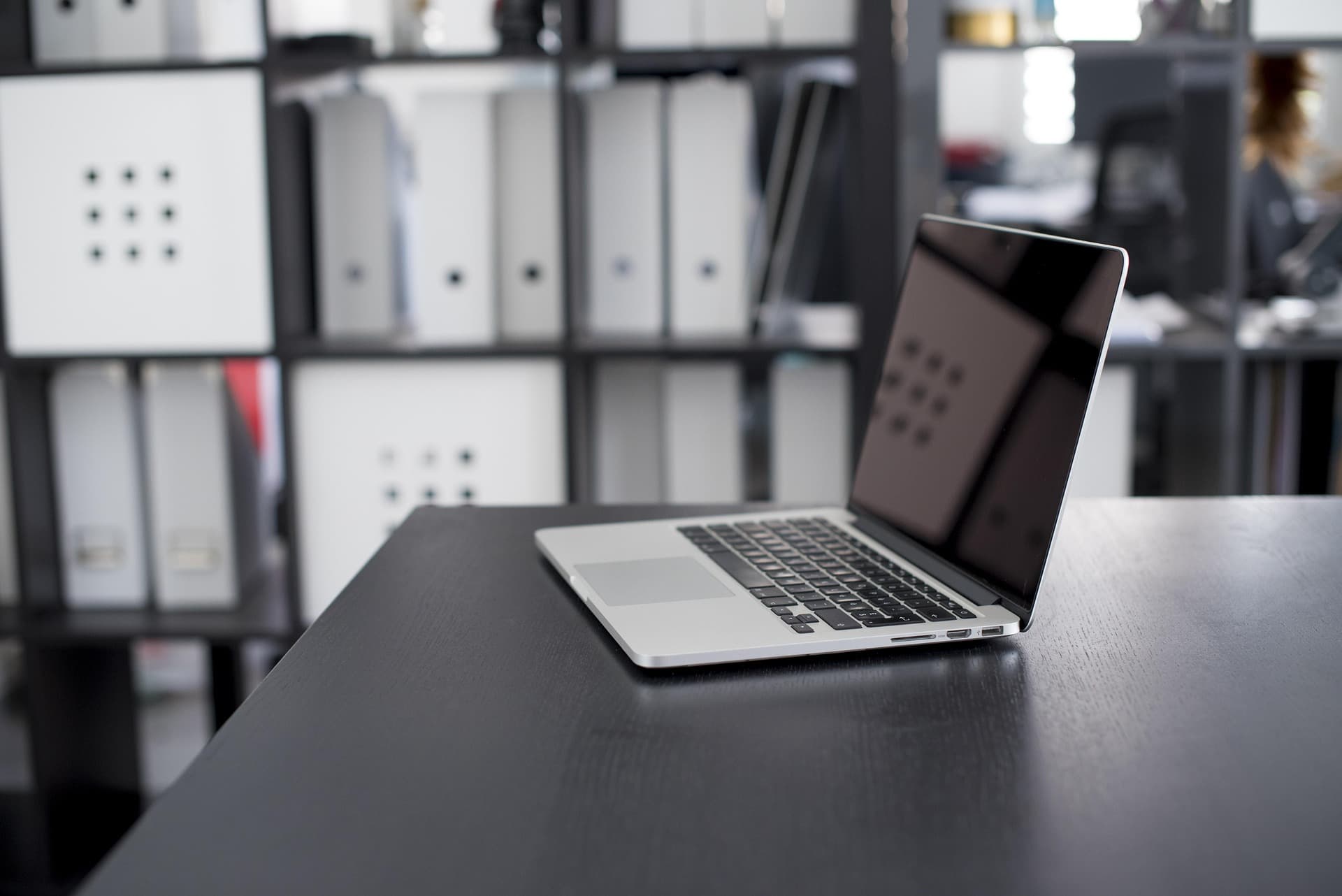 Laptop open on a desk